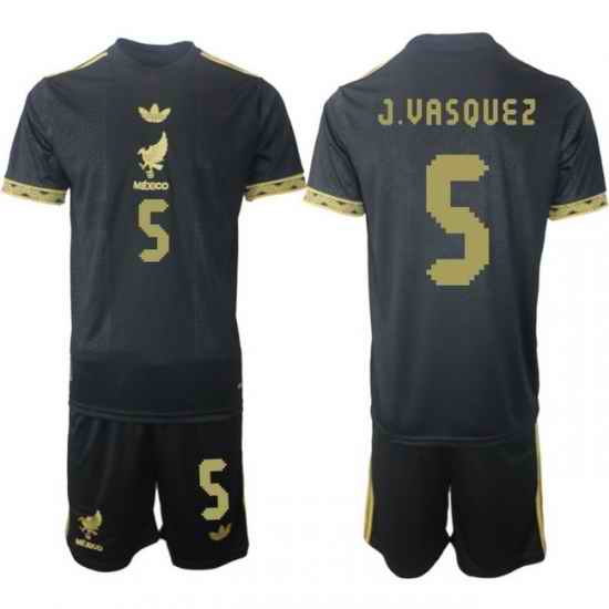Men Mexico 2025 Soccer Jerseys BlackGold #5 J.VASQUEZ